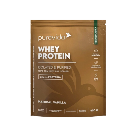 PURAVIDA WHEY PROTEIN 100% NATURAL VANILLA 450G