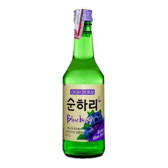 BEBIDA COREANA SOJU CHUM CHURUM 12%  SABOR BLUEBERRY 360ML