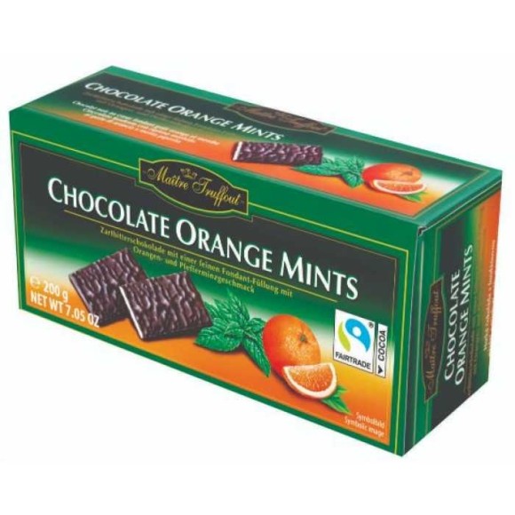 CHOCOLATE ORAGEN MINTS MAÎTRE TRUFFOUT CHOCOLATE COM LARANJA E MENTA 200G